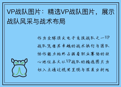VP战队图片：精选VP战队图片，展示战队风采与战术布局